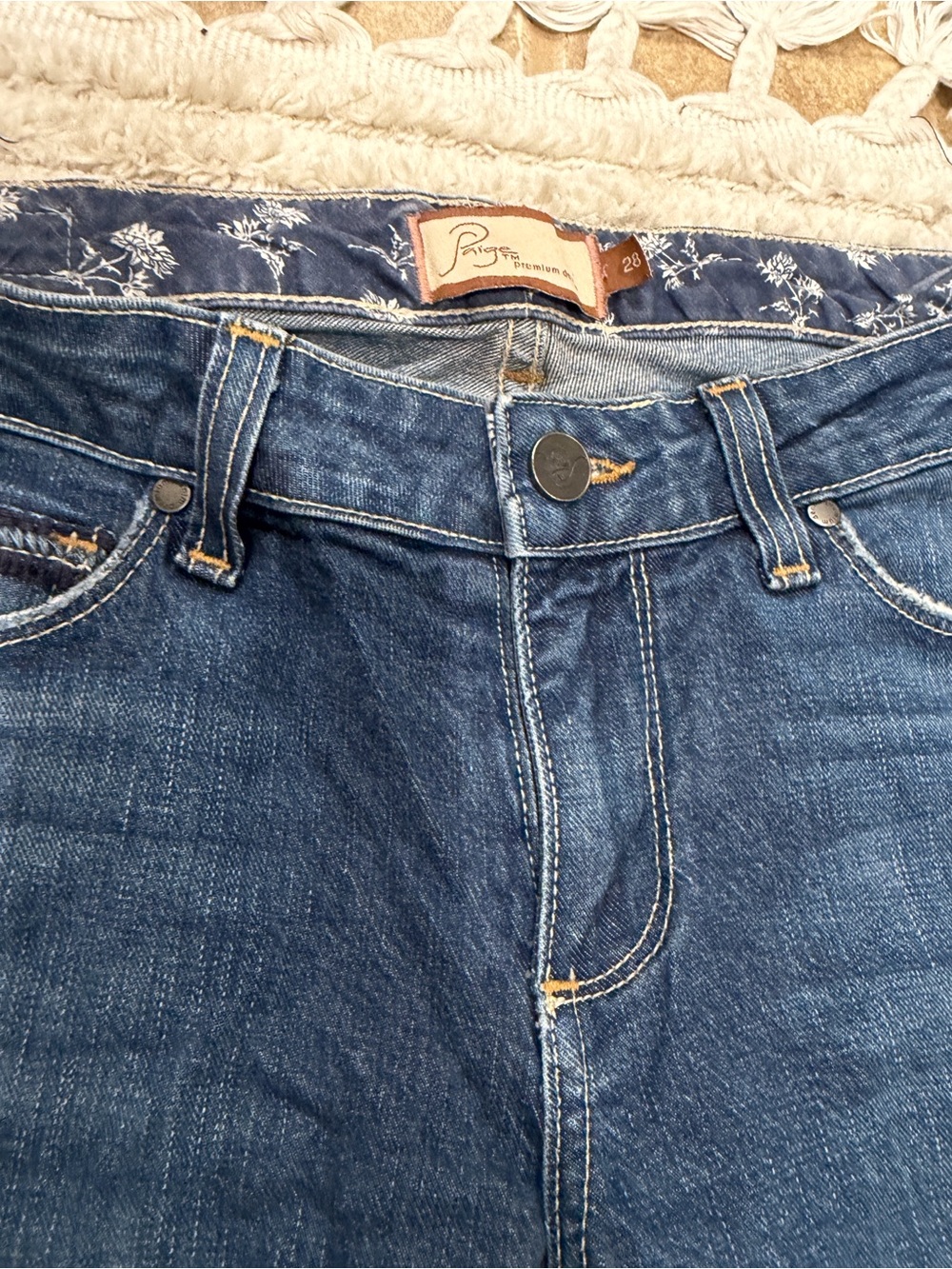 PAIGE Blue Flare Jeans in Washed Indigo - Picture 3 of 8